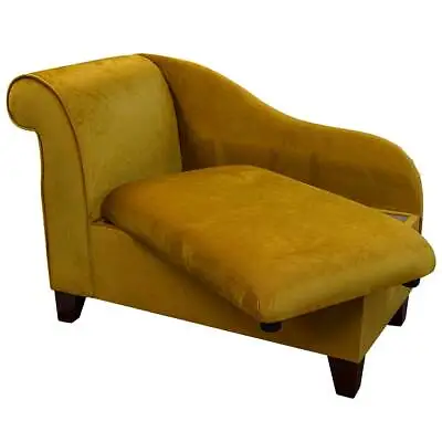 Gold Velvet Storage Chaise Longue Ottoman Sofa Handmade In Malta Luxury Fabric • £369