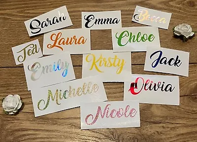 1  5 10 Personalised Vinyl Name Stickers Decal Label Water Bottle Wedding #22 • £1.49