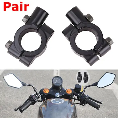 10mm 7/8  Motorcycle Bikes Handlebar Mirror Mount Holders Adapter Aluminum Clamp • $7.87