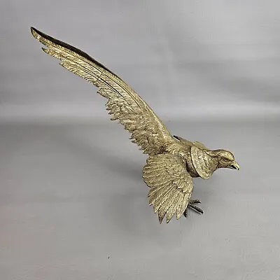 Vintage Large Mid Century Brass Pheasant Bird Figure 17  Long • $74.95