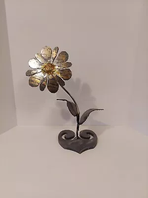 Handmade Metal Flower Sculpture 13.5 Inches Signed • $120