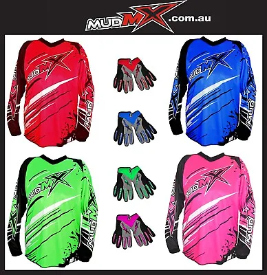 Motocross Jersey + Gloves   Dirt Bike Gear MX Youth ATV/Off-road/BMX Kids/Junior • $36.50