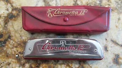 Vintage M HOHNER “Chrometta 12” Slide Harmonica (Key Of C) With Original Case • $30