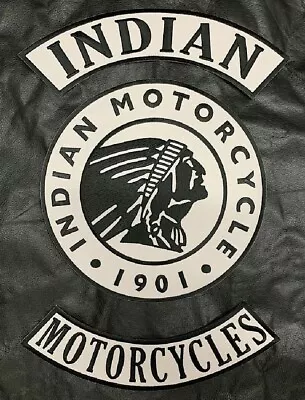 Indian Skull Motorcycle Jacket Vest Back Patch - 3pc Set Iron On Sew On Backing • $18.99