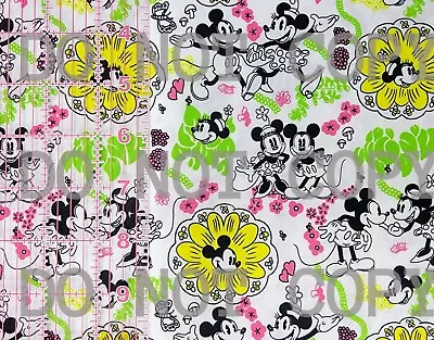 Custom 100% Cotton Woven Disney Lilly Mickey Minnie Mouse Yellow 1/4 Yard 9x56 • $5.49