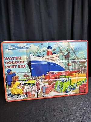 VINTAGE 1950's Water Colour Paint Box Tin United Kingdom • $58.76