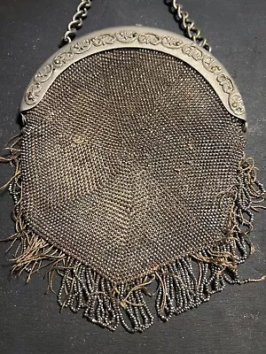 Steel Cut Micro Beaded Bag Purse Damaged French Victorian Antique Vintage Deco • $4.99