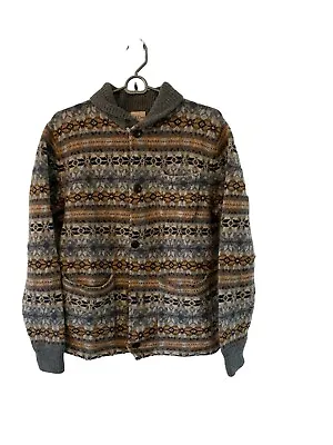 J. Crew Fair Isle Cardigan Sweater Boiled Lambswool Chore Nordic Cozy Winter M • $55