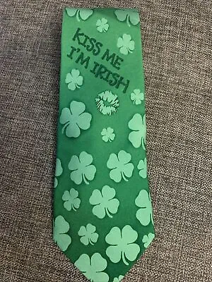 Kiss Me I’m Irish Necktie Larson 100% Silk Fun Shamrock Pattern With One Kiss • $9