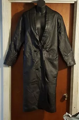 Marco Morani Leather Womens Full Length Coat Jacket Overcoat Trench Duster Sz  M • $48.50