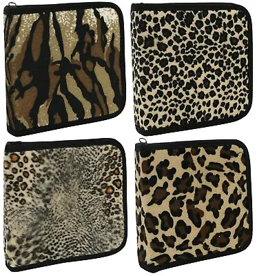 110 Cd DVD Storage Wallet Car Disc Holder Carry Case Sleeve Velvet Animal Print • £11.99