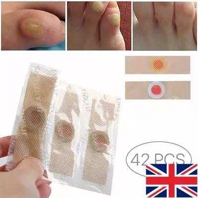 42 Pcs Foot Corn Remover Pads Plantar Wart Thorn Plaster Patch Callus Removal UK • £5.22