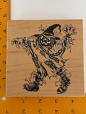 Scary Pumpkin Head Scarecrow Rubber Stamp PSX K-1295 - Halloween - HTF! • $22.06