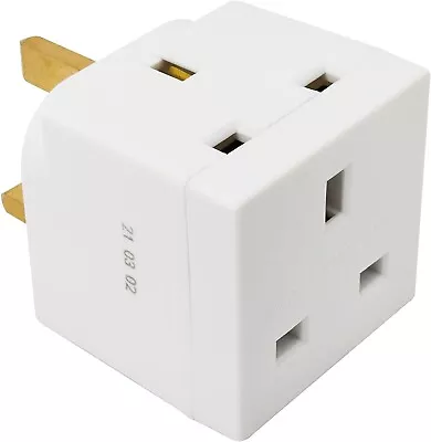 2 Way Multi Plug Adaptor - 3 Pin UK Socket Extender - Power Cube Extension. • £6.94