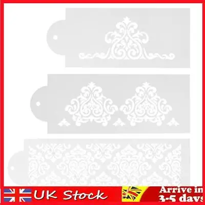 3X Lace Flower Cake Cookie Fondant Side Baking Stencil Wedding Decor Tool • £4.49