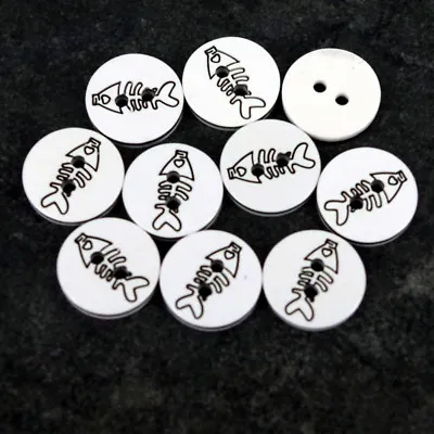 £1.99 • Buy 10 X Fish Cat Buttons - 12.5mm - Baby/Kids  Craft Cards  Knitting/Sewing B108