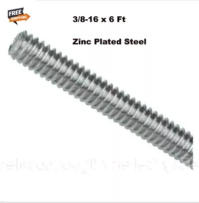 Threaded Rod All Thread Rod 3/8-16 X 6 Ft Zinc Plated Steel 72  Long • $21.85