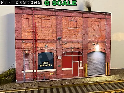 G Scale 🍺 Brewery - Building Flat / Front 3D Background W/ LED Lgb  1/24 1/32 • $33.99