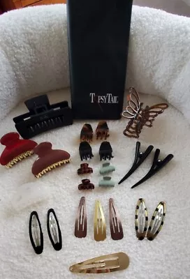 (23) Hair Accessories Lot-Barrettes Claw Clips Topsy Turvy-Vintage To Now • $15
