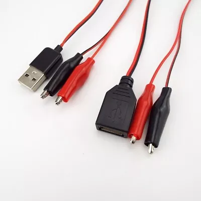 USB Male Female To Power Clips Alligator Crocodile Wire  Tester Power Cable • $4.05