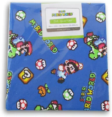 8-Bit Super Mario World Fat Quarter 100% Cotton Pattern Fabric - 18 X 21 Inches • $8.24