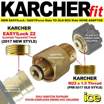 New Karcher Easy!lock Tr22 Female To Old 22mm Male Hose Gun Adapter Converter • £29.99