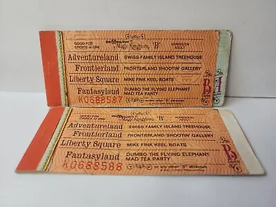 Vintage Walt Disney World USED Magic Kingdom Ticket Booklet -Lot Of 2-White Back • $4.99