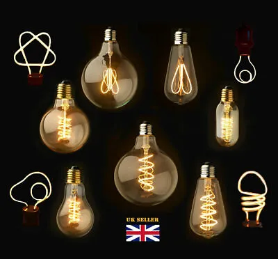 £6.49 • Buy E27 B22 Retro Vintage Edison Flexible LED Spiral Filament Light Bulb