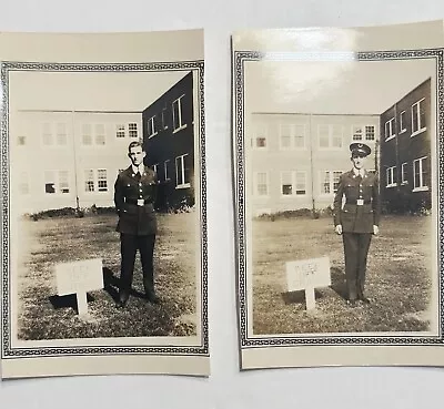 Vtg Black White Photos Military Men In Uniform Portraits Funny Keep Off Grass • $9