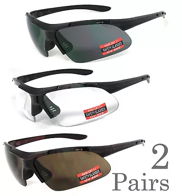 2 Pairs Safety Bifocal Reading Glasses Reading Sunglasses UV Protect AP+S Z87.1+ • $19.99