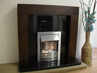 Electric Brown Black Granite Silver Led Fire Surround Modern Fireplace Suite 48 • £731