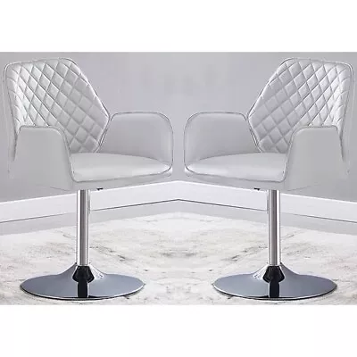 Bucketeer White Faux Leather Dining Chairs In Pair • £149.95