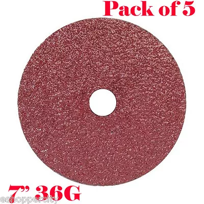 5x 7  Pro Resin Fiber Sanding Grinding Disc A/O 36 Grit Coarse 7/8  Arbor AO • $7.95