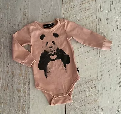 ROCK YOUR BABY Baby Girls SZ 0 Cotton One Piece Long Sleeves 6 - 12 Mths PANDA • $13.90