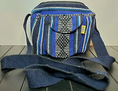 Pinzon Mexican Blanket Multicolor Woven Backpack Hippie Boho Blue Surfer Bag • $10.50