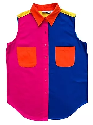 Vintage Gitano Multicolor Button Down Collar Sleeveless Shirt Size Large Womens • $30