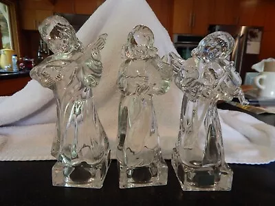 Set Of 3 Mikasa Lead Crystal Angels Violin Mandolin & Harp Near Perfect Cond • $25.50