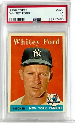 1958 Topps Whitey Ford #320 Vintage MLB Baseball Card Graded PSA 5 • $72.25