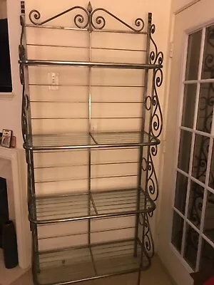 Antique/Vintage PEWTER With Custom Glass Shelves BAKERS RACK~DISPLAY SHELVING • $1698