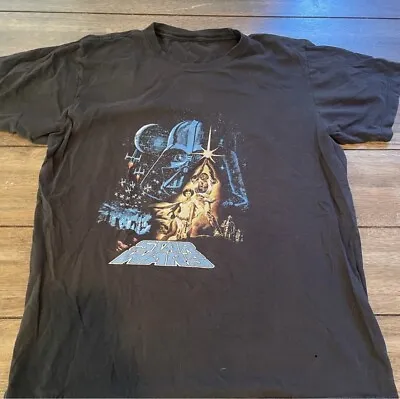 $25 • Buy Vintage Star Wars Shirt Adult Medium M Black Graphic 90s Empire Strikes Back