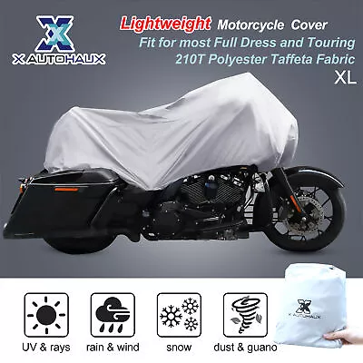 XL Motorcycle Cover Lightweight Half Cover Waterproof Protector Silver Tone • $23.49