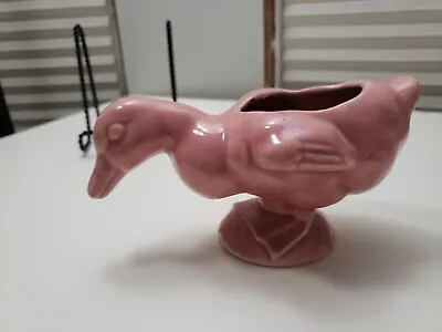 Vintage USA Pottery Duck Planter Pink Leaning Forward Neck Stretched 6” X 5.5” • $8.12