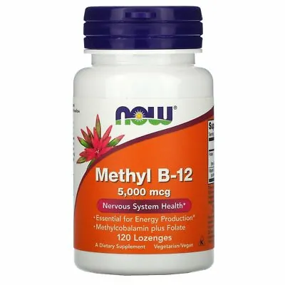 Methyl B12 5000mcg (Methylcobalamin Plus Folate) 120 Lozenges - Now Foods • £52.24
