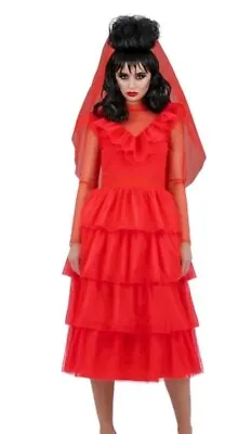 Adult Beetlejuice Lydia Bride Costume Halloween Horror Movie Ladies Fancy Dress  • £28.99