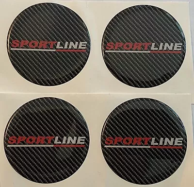 Sportline Alloy Wheel Centre Cap Domed Stickers X4 Carbon Effect T5 T6 All Sizes • £22.99