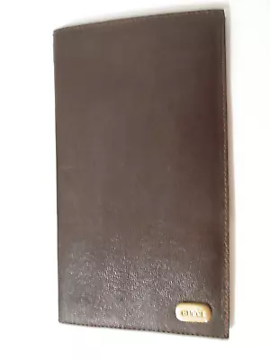 Gucci Brown Leather Checkbook Cover And Card Wallet • $39.95