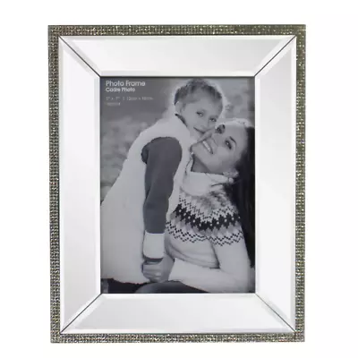 Picture Frame Freestanding Mirrored Display Crystal Home Decor 5 X 7  Photo • £12.99