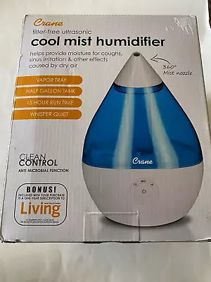 **NEW** Crane Droplet Ultrasonic Cool Mist Humidifier Blue/White • $25