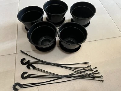 $22.50 • Buy Black 140 Mm Plastic Pots And Hangers With Saucer Great Hanging Basket