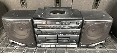 Vintage Sharp Boombox Portable CD Stereo System GX-CD30 CD/Dual Cass/AM/FM • $65